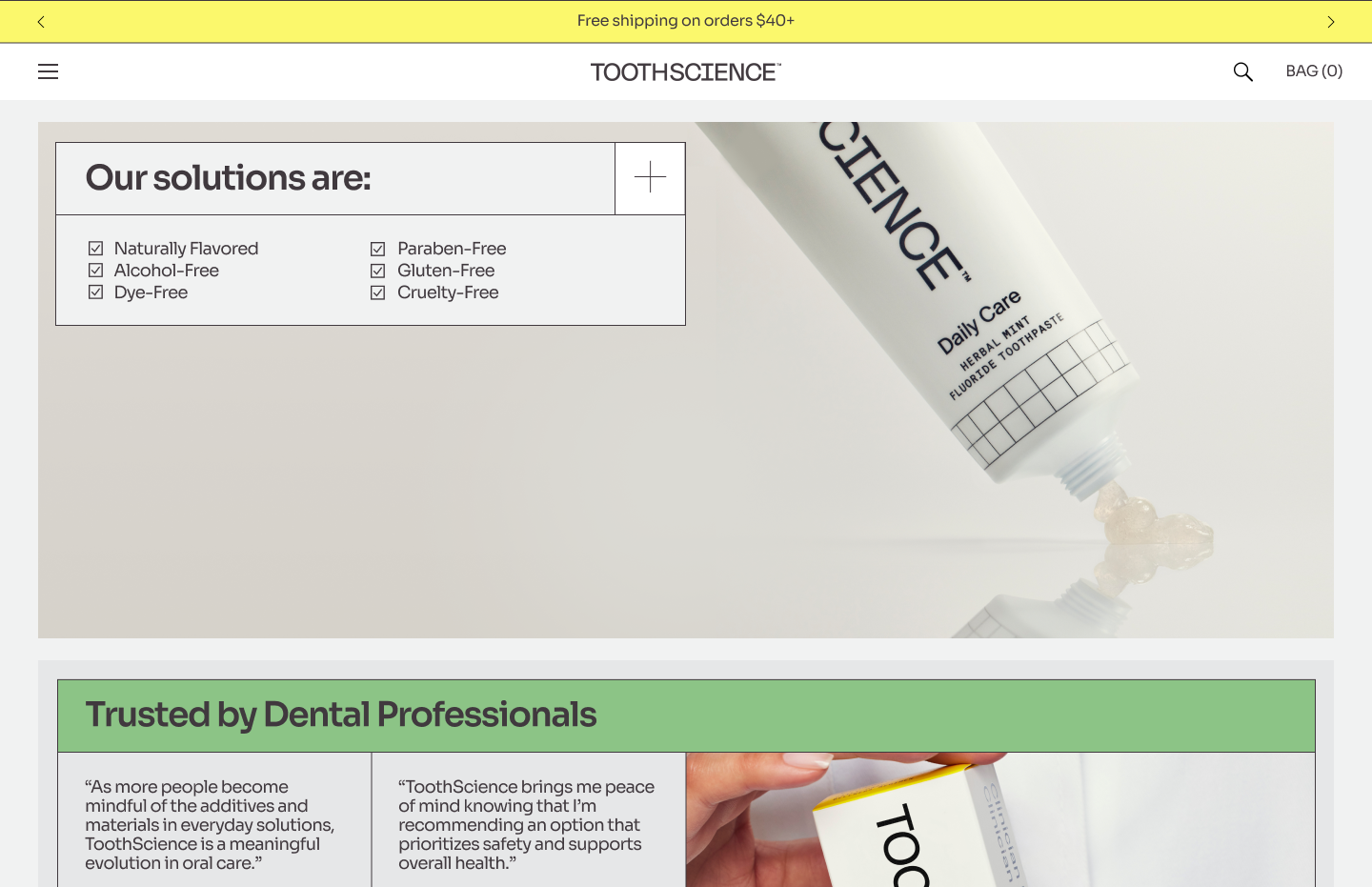 ToothScience homepage redesign concept